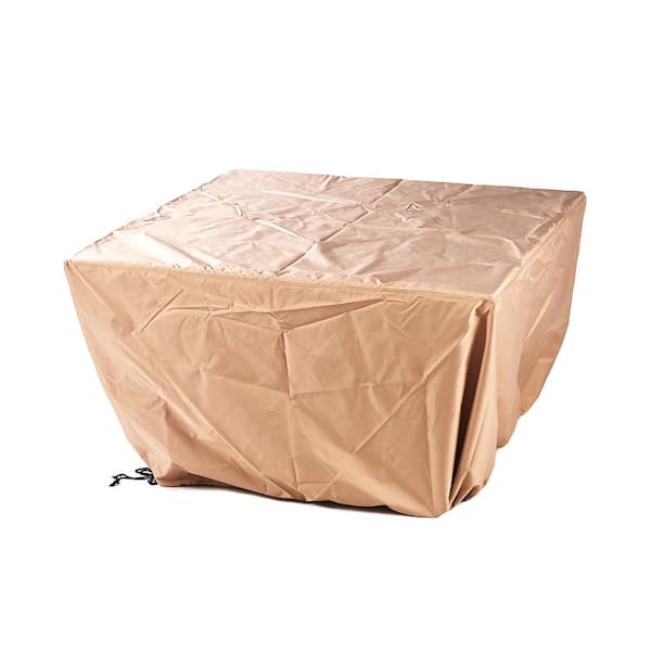 42 in. x 42 in. White Square Aluminum Propane Fire Pit Table with Glass Beads, 2 Covers, Lid, 55,000 BTUs