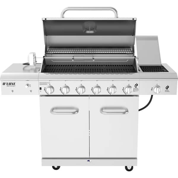 6-Burner Propane Gas Grill in Stainless Steel with Ceramic Searing Side Burner and Rotisserie Kit