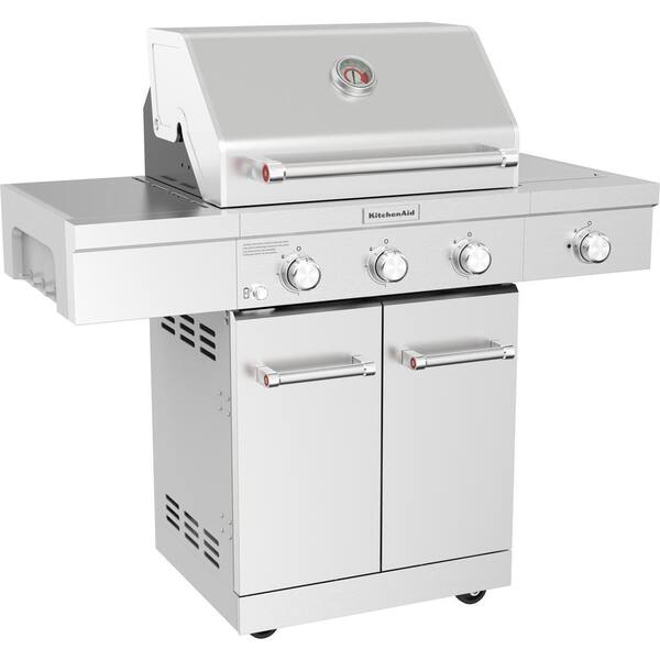 3-Burner Propane Gas Grill in Stainless Steel with Ceramic Sear Side Burner
