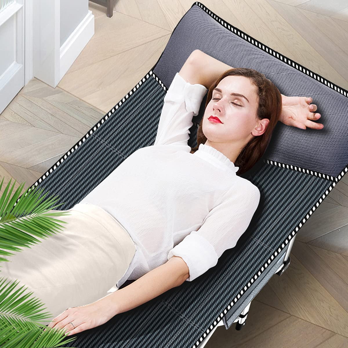 Slsy Folding Bed Cot with 3.3 Inch 2 Sided Mattress, 75