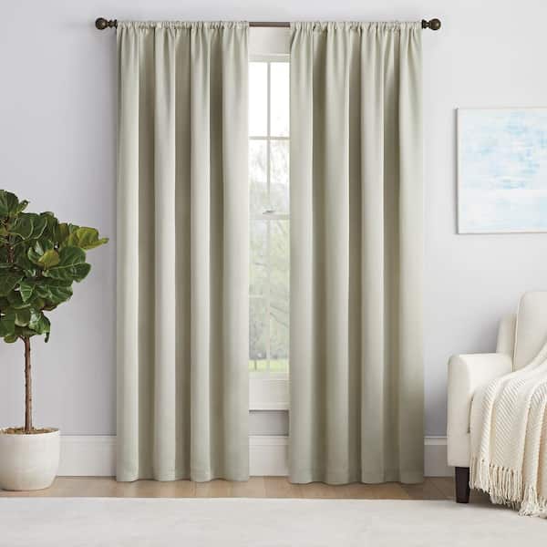 Thermapanel Stone Solid Polyester 54 in. W x 54 in. L Room Darkening Single Rod Pocket Curtain Panel