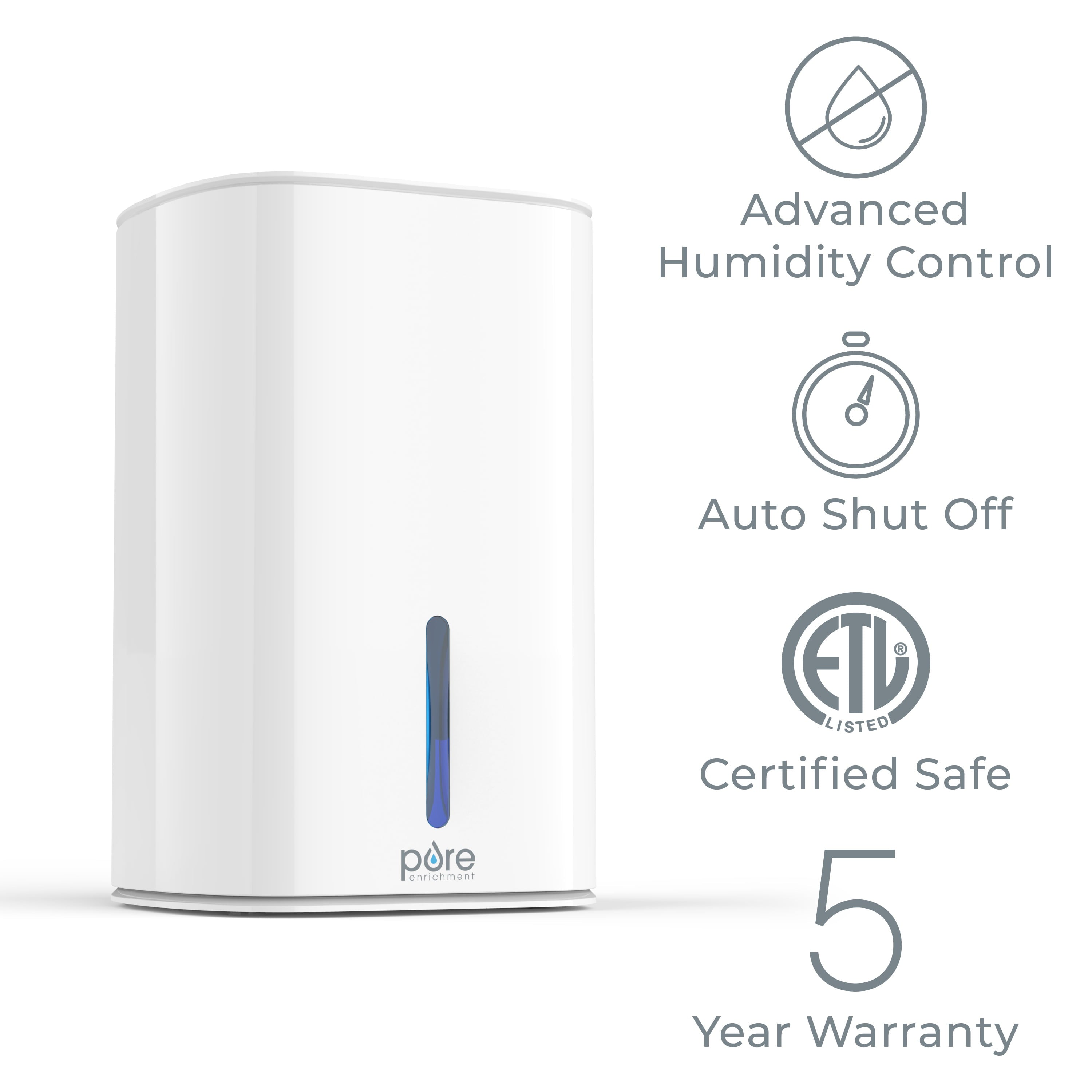 Pure Enrichment PureDry Mini Dehumidifier - Compact Water Tank Eliminates 300ml/day in Excess Moisture