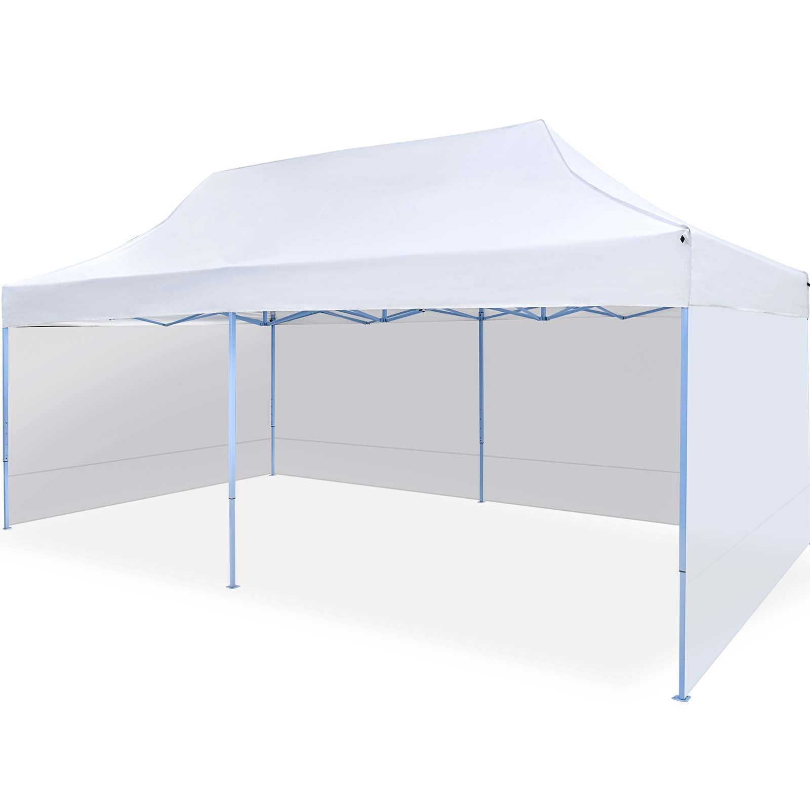 Texinpress 10'x20' Ez Pop Up Commercial Canopy Tent with Sidewalls, White