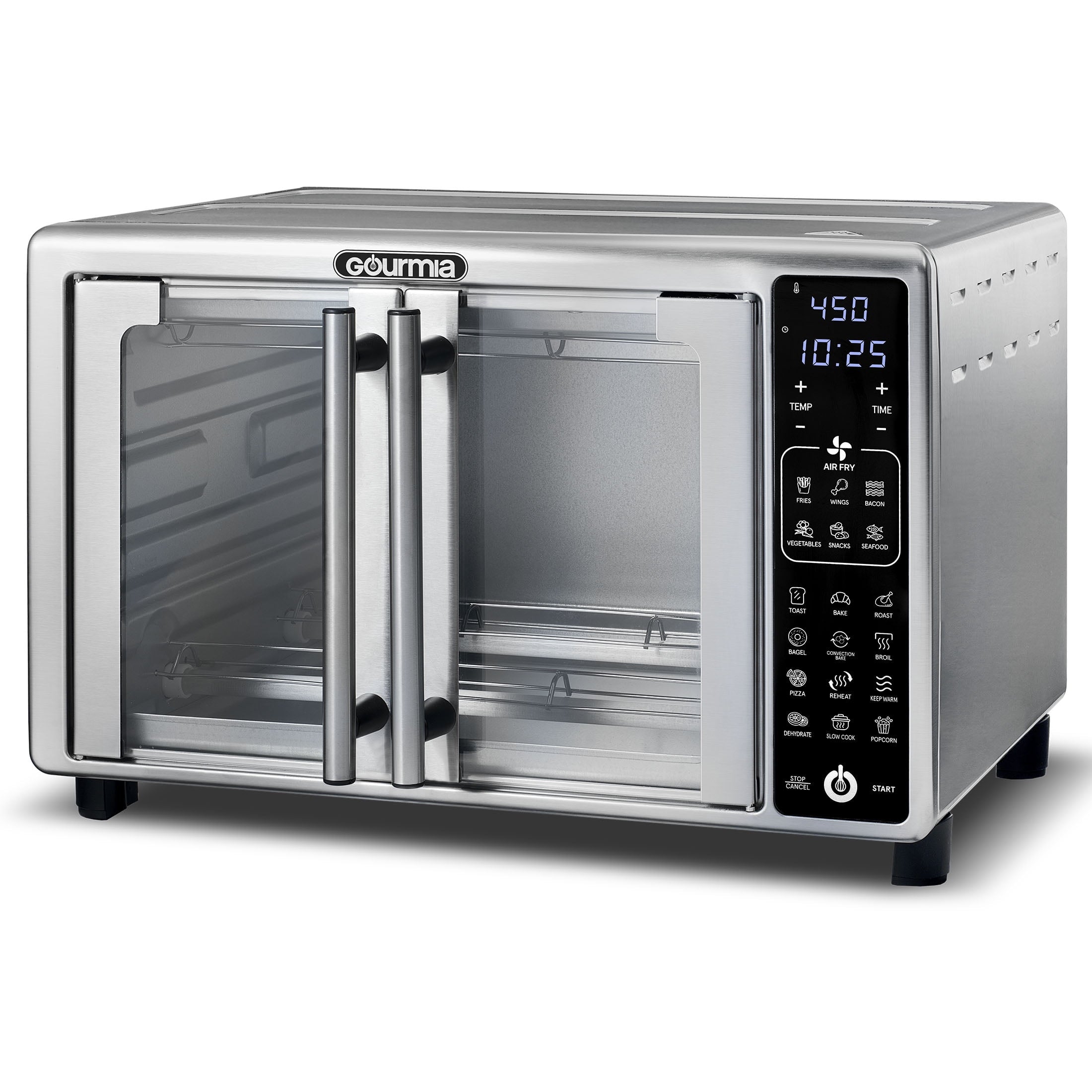 New Gourmia 6-Slice Digital Toaster Oven Air Fryer with 19 One-Touch Presets, Stainless Steel