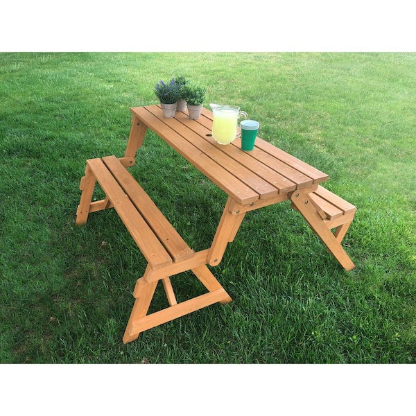 54.25 in. L x 58 in. W x 30 in. H 2 in 1 Picnic Table/Bench