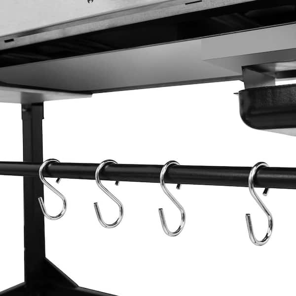 4-Burners Portable Propane Gas Grill and Griddle Combo Grills in Black with Side Tables with Cover