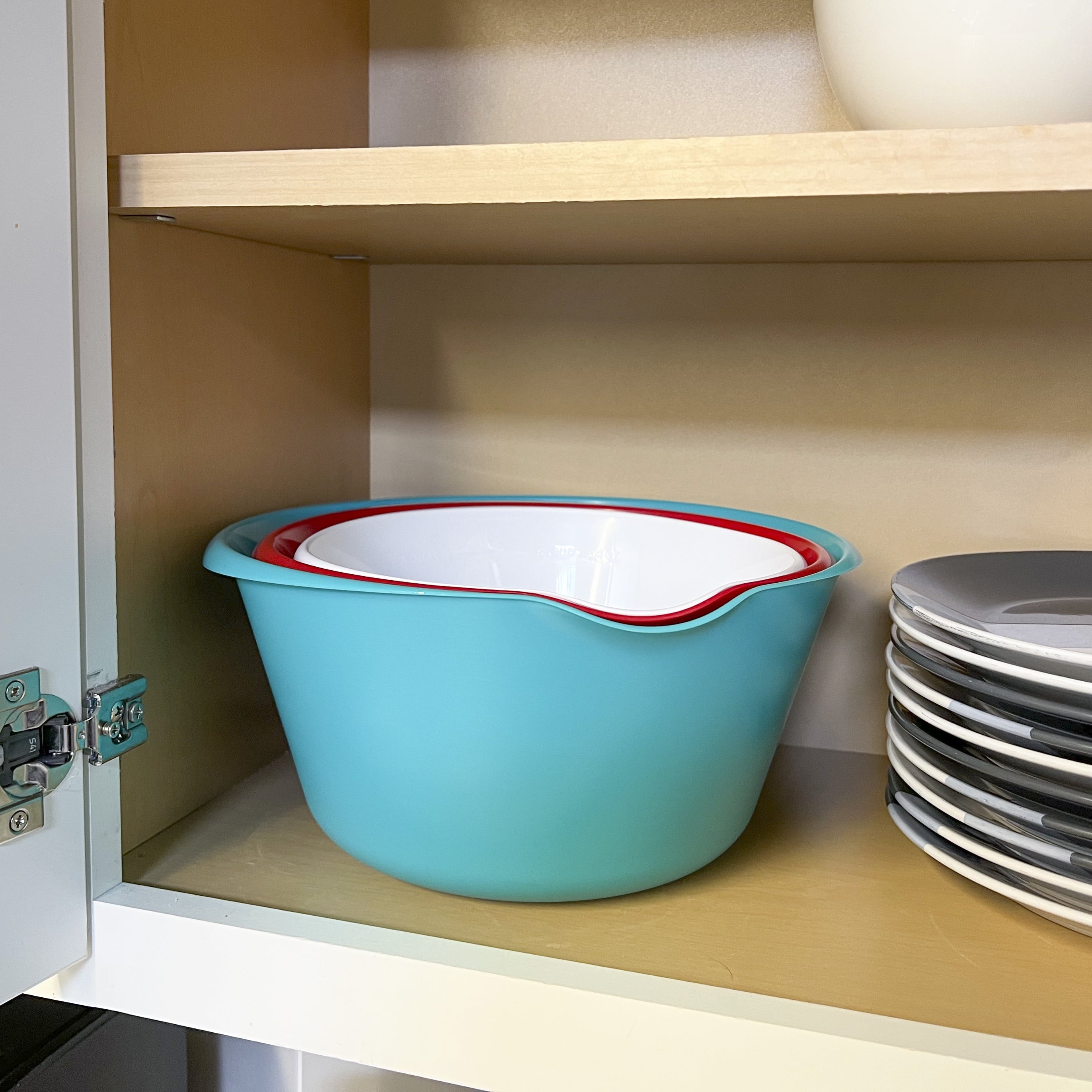 Mainstays 3 Piece Bowl Set Polypropylene Teal Red White