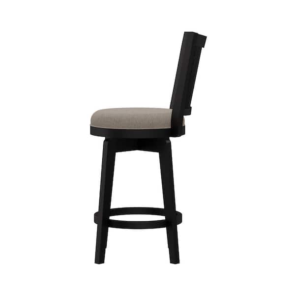 Foxmoor 25.25in. Black Full Back Wood Counter Stool with Fabric Seat Set of 1