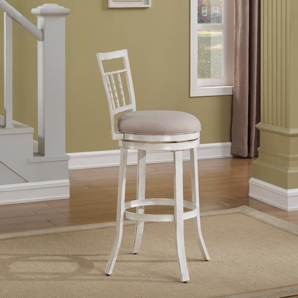 Palazzo 26 in. Antique White Swivel Counter Stool
