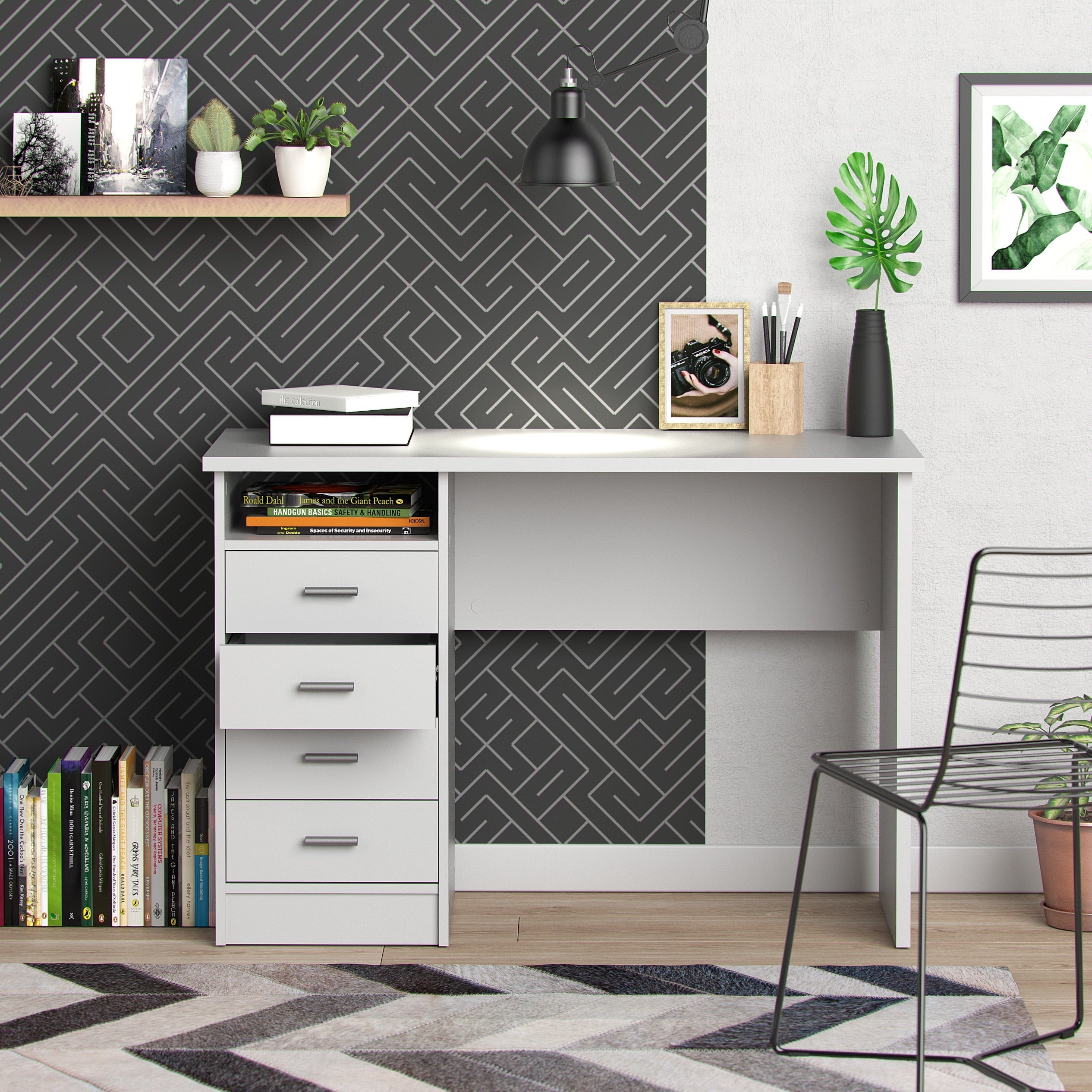 Warner Desk with 4 Drawers, White