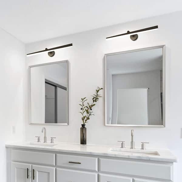 23 in. 14-Watt 1-Light Black LED Vanity Light with Dimming Function