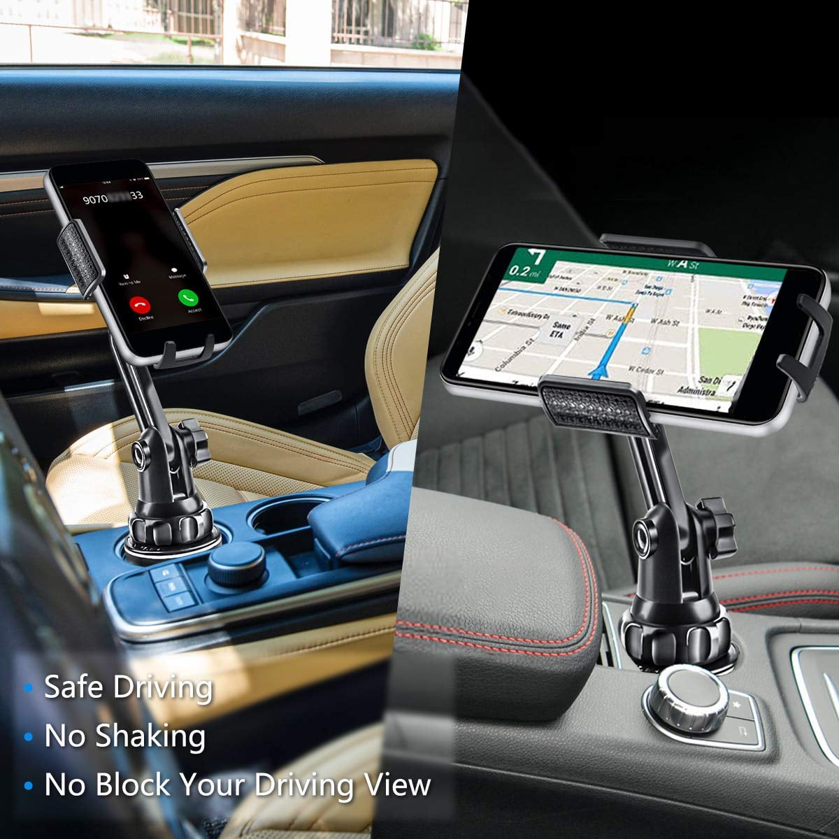 Car Cup Holder Phone Mount Cell Phone Holder Universal Adjustable Cup Holder Cradle Car Mount with Flexible Long Neck for iPhone 12 Pro/XR/XS Max/X/8/7 Plus/Samsung S10+/Note 9/S8 Plus/S7 Edg