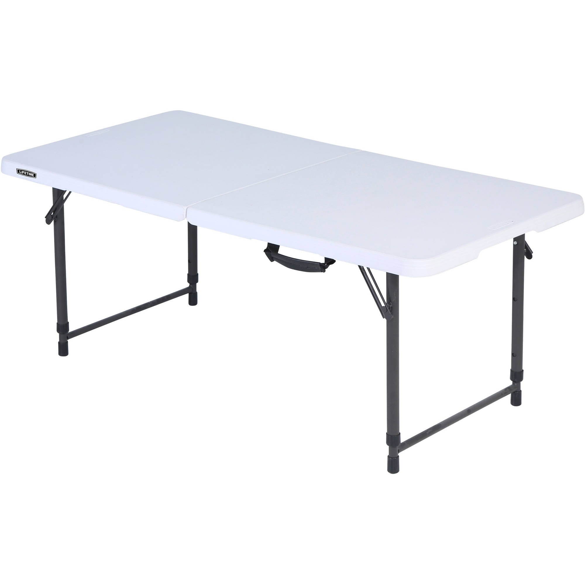 Lifetime 4 Foot Fold-In-Half Adjustable Height Table, Indoor/Outdoor Essential, White (80509)