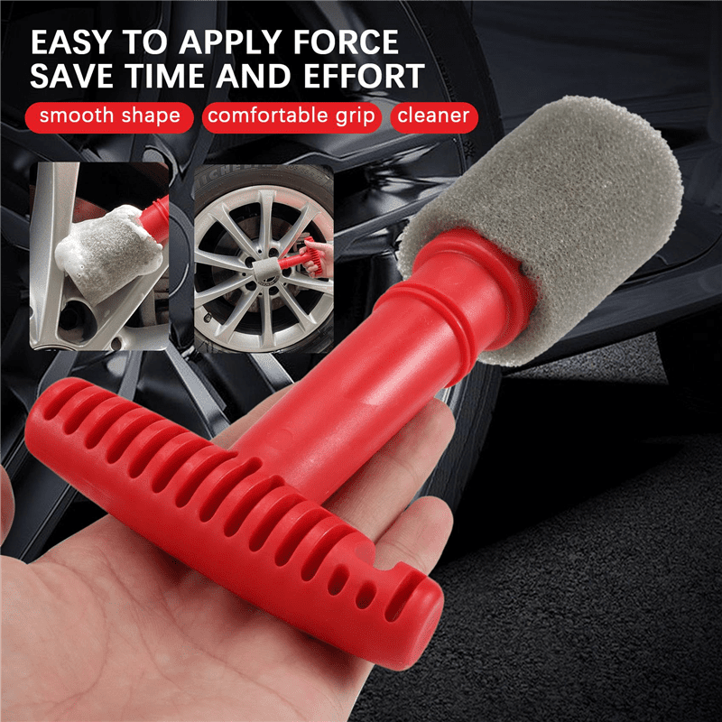 Car Wash Embedded Tire Screw Brush Lug Nut Wheel Cleaning Tools with 3 Extra Sponges