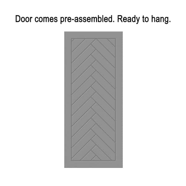 36 in. x 84 in. Light Gray Stained Composite MDF Paneled Interior Sliding Barn Door with Hardware Kit