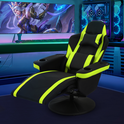 [PRO GAME]Computer Racing Chair Massage Recliner Swivel Seat w/Bluetooth Speaker