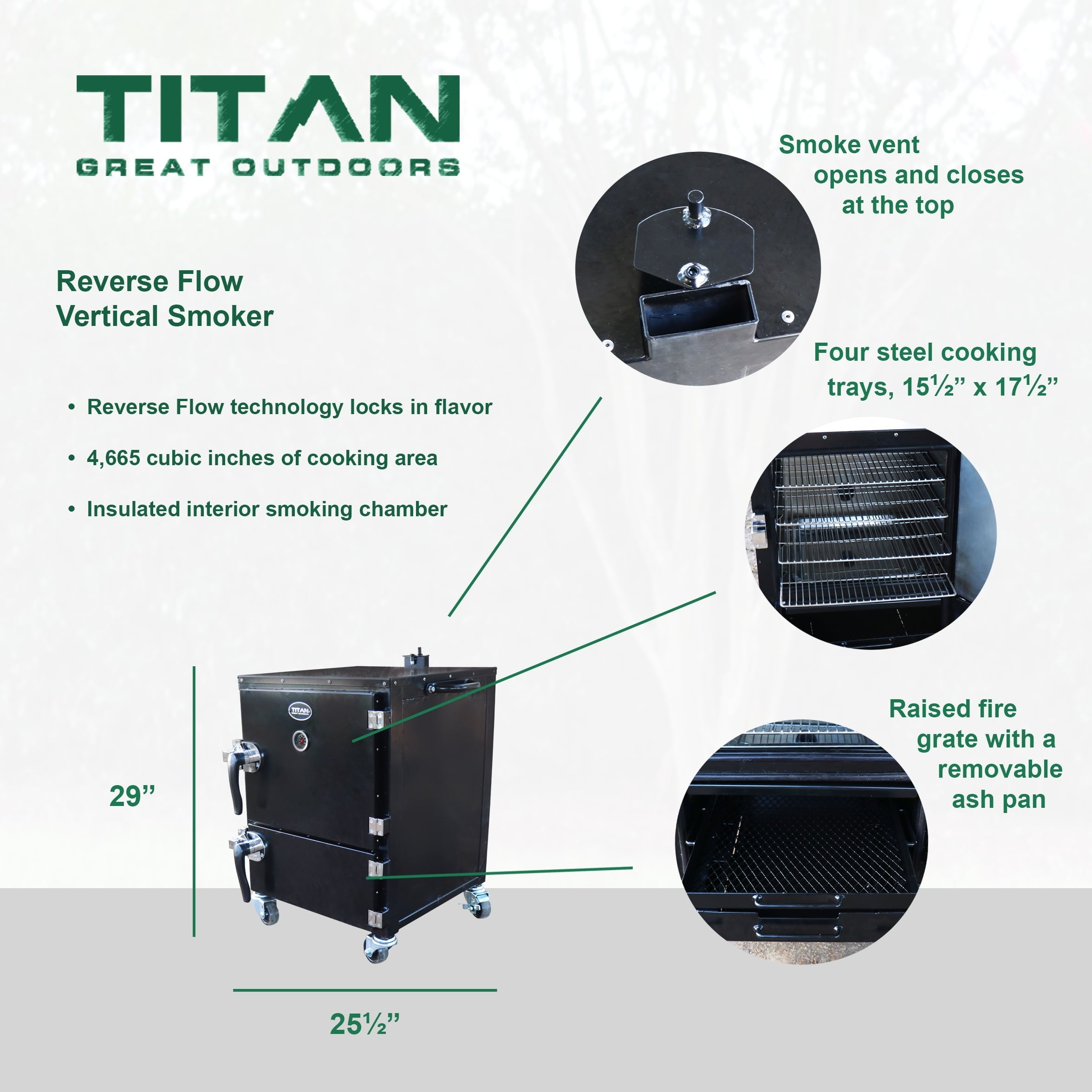 Titan Great Outdoors Reverse Flow Vertical Smoker