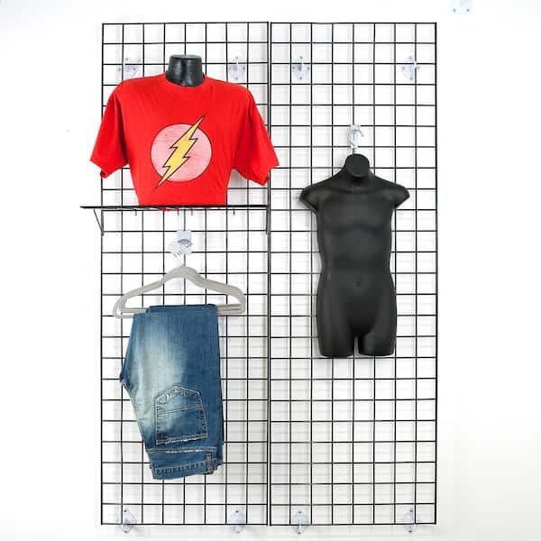 60 in. H x 24 in. W White Metal Grid Wall Panel Set (3-Pack)