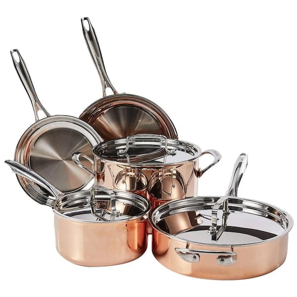 Copper Collection 8-Piece Stainless Steel Tri-Ply Cookware Set