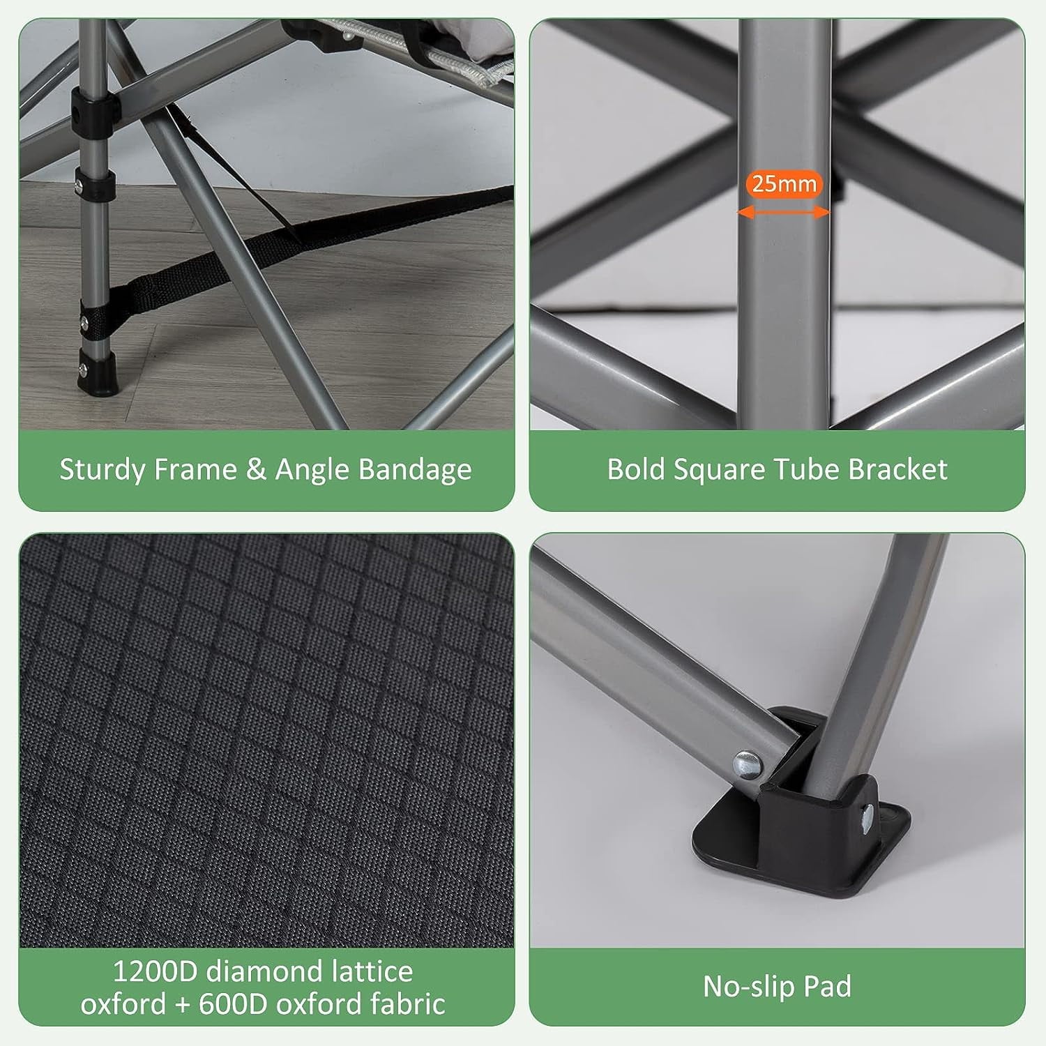 NALONE Camping Cots for Adults with 3.5 Inch Extra Thick Mattress, Cots for Sleeping 900 LBS, Folding Cot with Mattress, Heavy Duty Sleeping Cots Camping Bed for Home Office Outdoor(Gray)