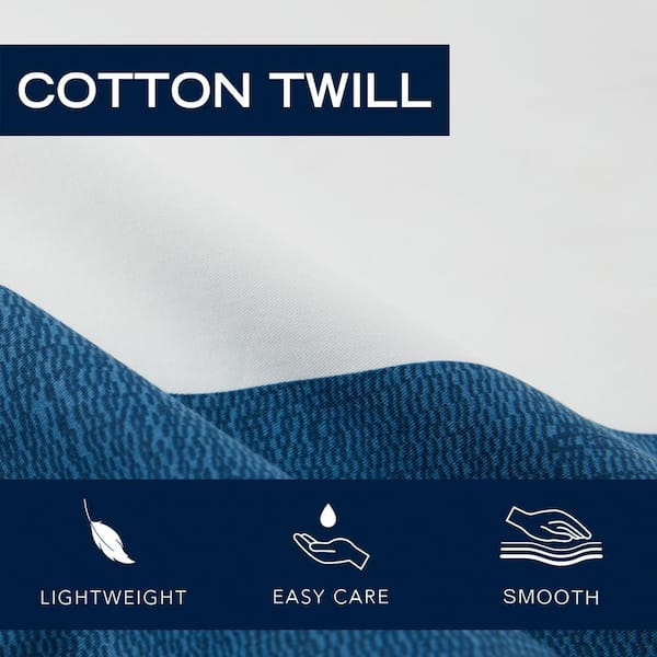 Colorblock Navy Blue and White Cotton Queen 15 in. Drop Tailored Bed Skirt