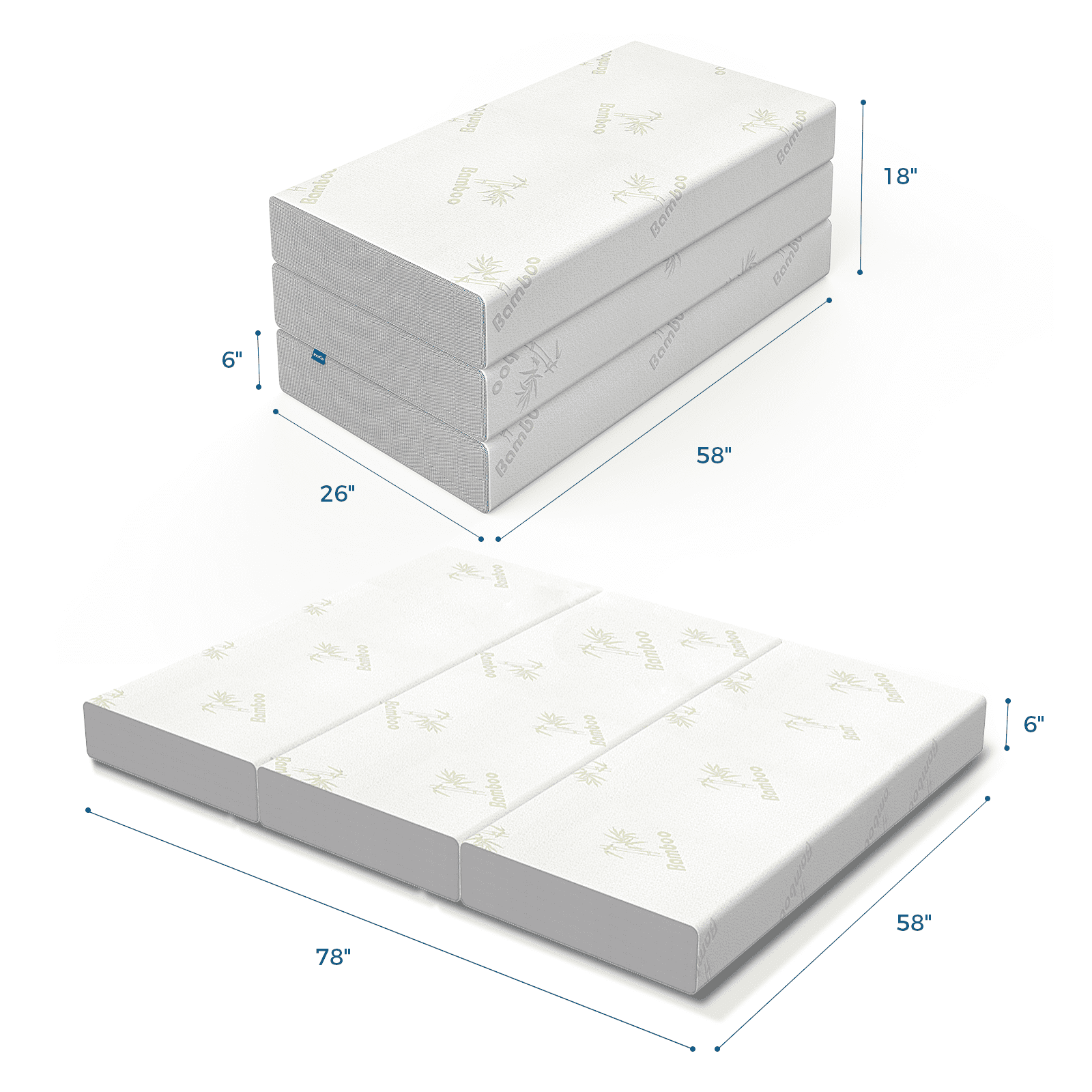 6 inch Queen Memory Foam Folding Mattress - 78