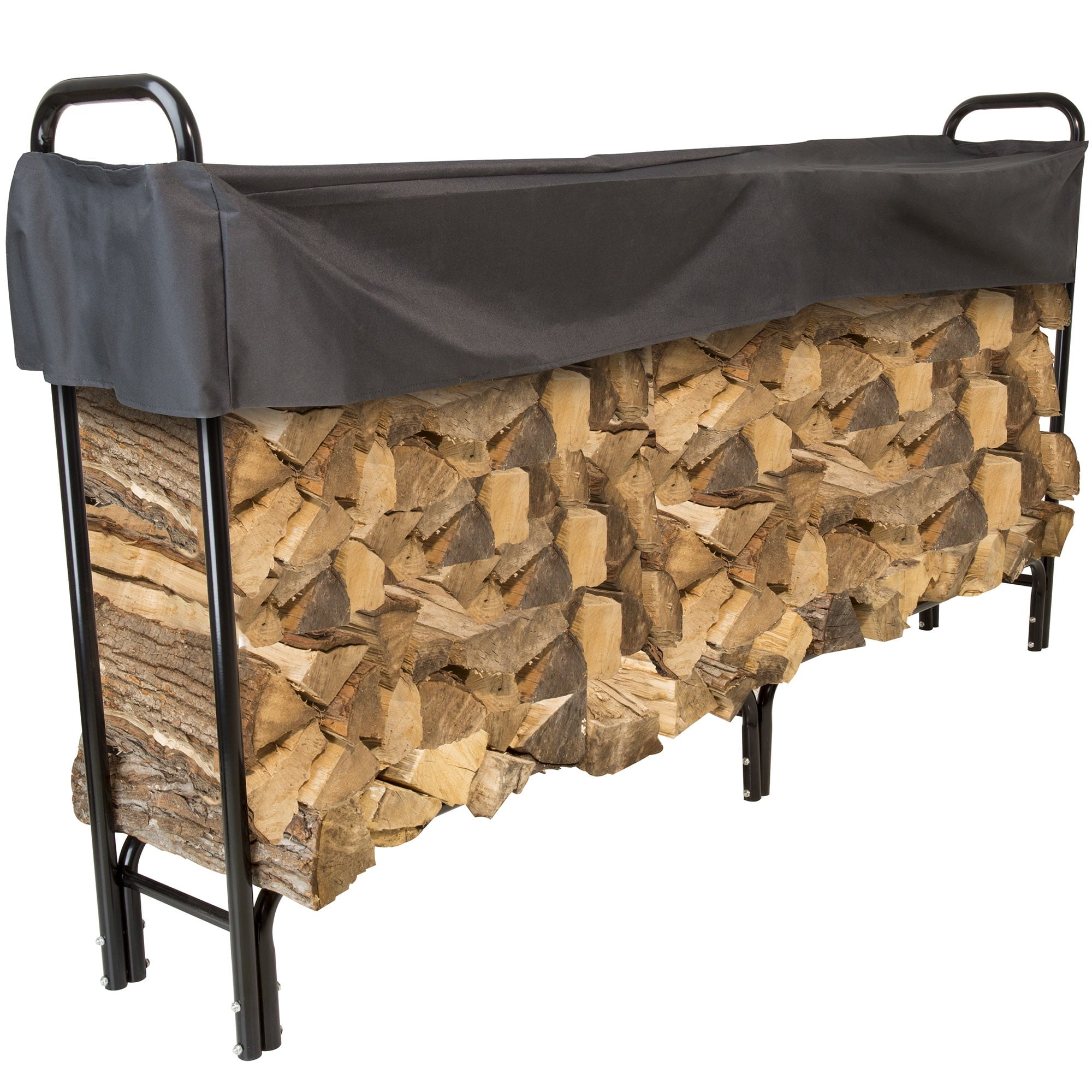 8 Foot Firewood Log Rack with Cover by Pure Garden