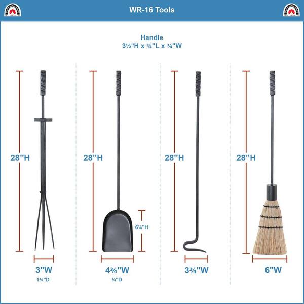 32 in. Tall 5-Piece Graphite Wright Design Fireplace Tool Set