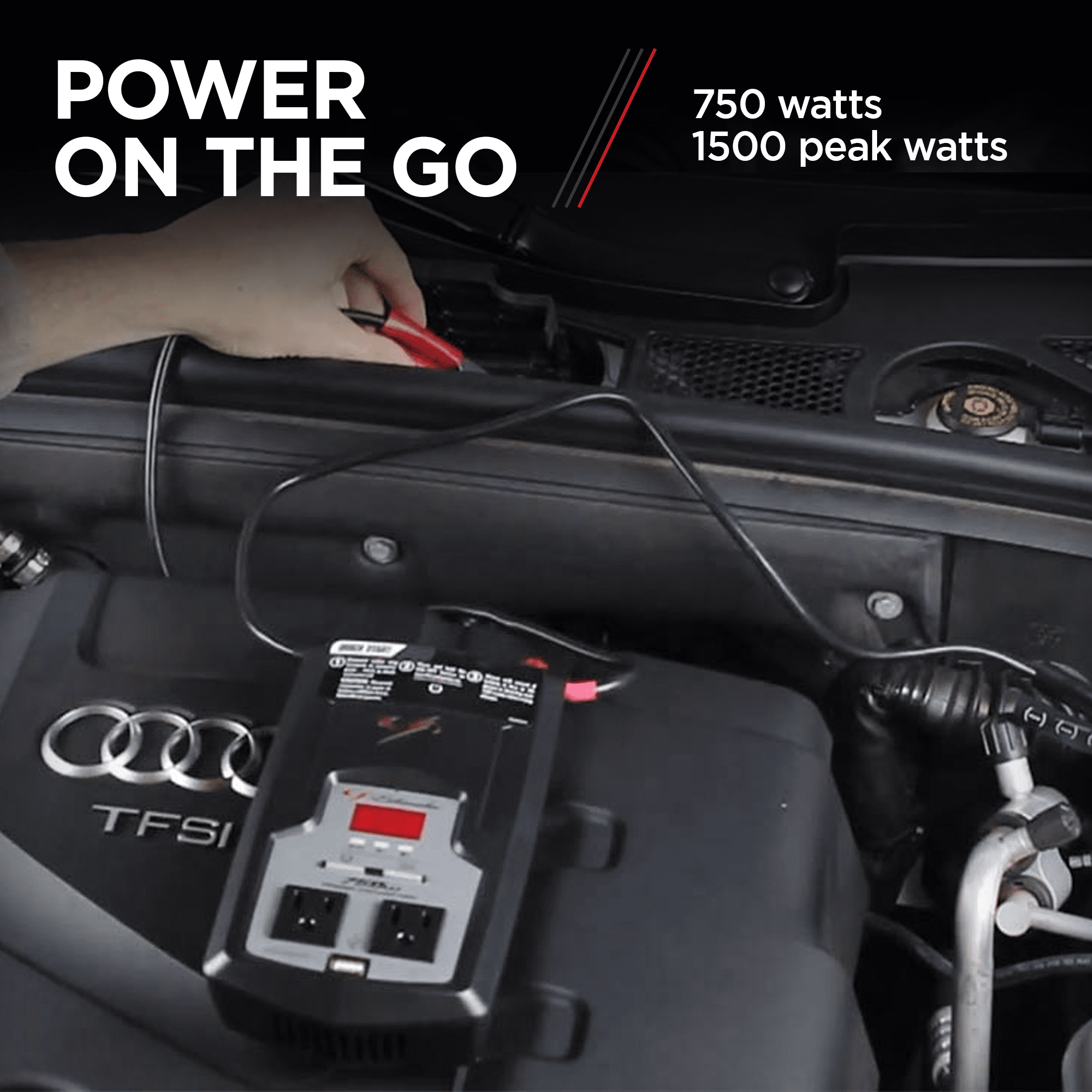 Schumacher 750 Continuous Watt/1500 Peak Watt DC-to-AC Digital Power Inverter – LED Display and Built-in Safety Features