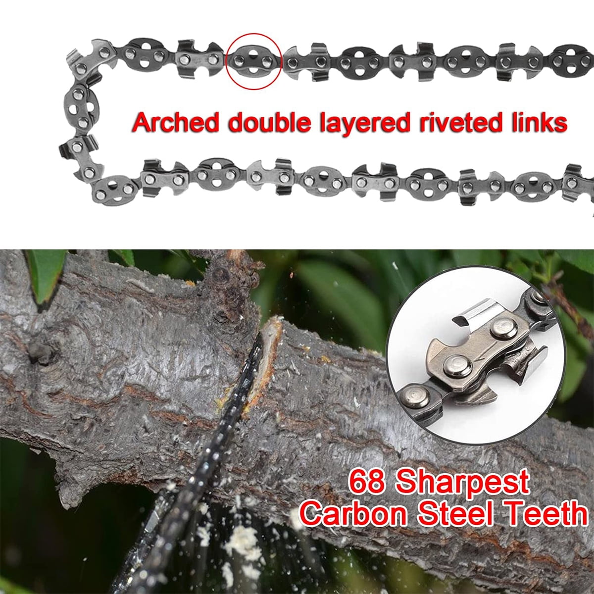 53 Inch Hand Rope Chain Saw Sharp Manual Tree Limb Chain Saw with 68 Teeth Folding Pocket Rope Chainsaw Tree Cutting Tool for Gardening Camping Survival Gear