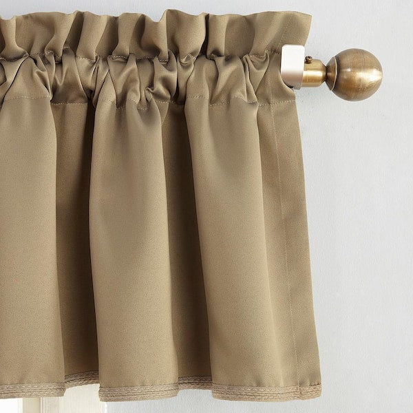 Gregory Taupe Polyester 54 in. W x 18 in. L Rod Pocket Room Darkening Curtain Valance (Single Panel)