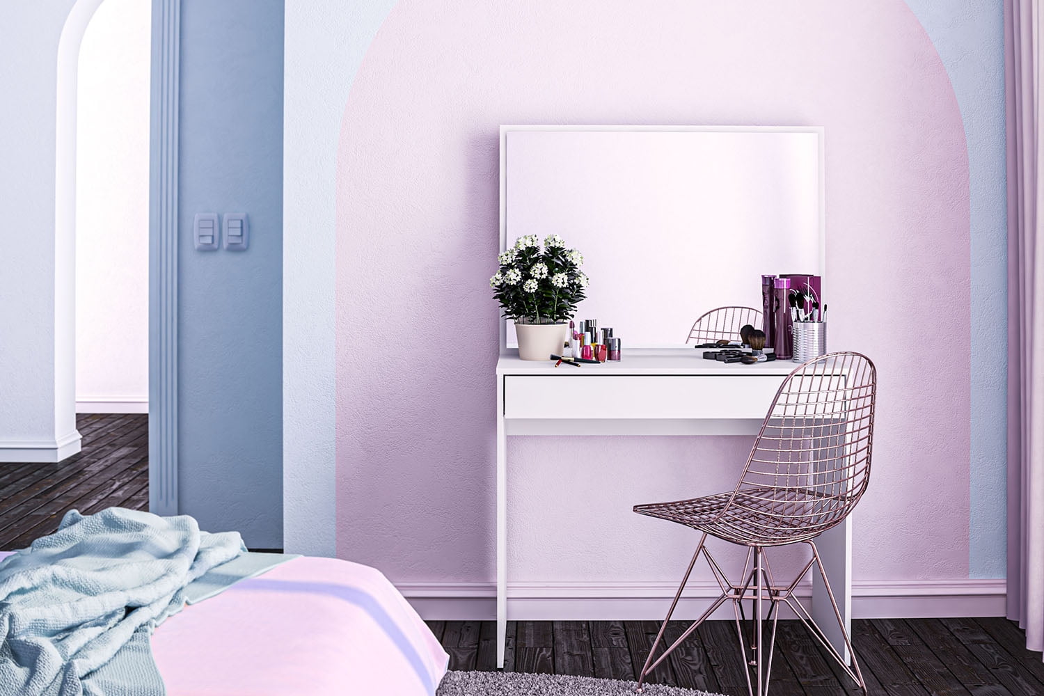 Polifurniture Virginia Modern Vanity Table, White Finish