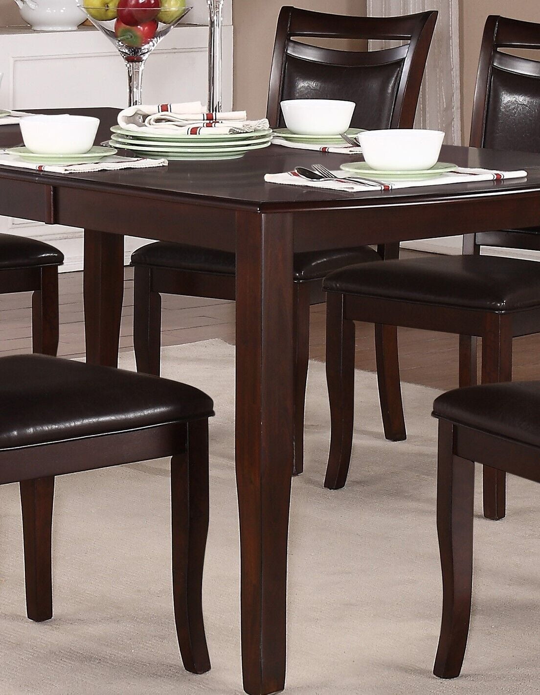 Stylish Dark Cherry Finish Dining 5pc Set Table with Extension Leaf 4 Side Chairs Simple Design Dining Room Furniture