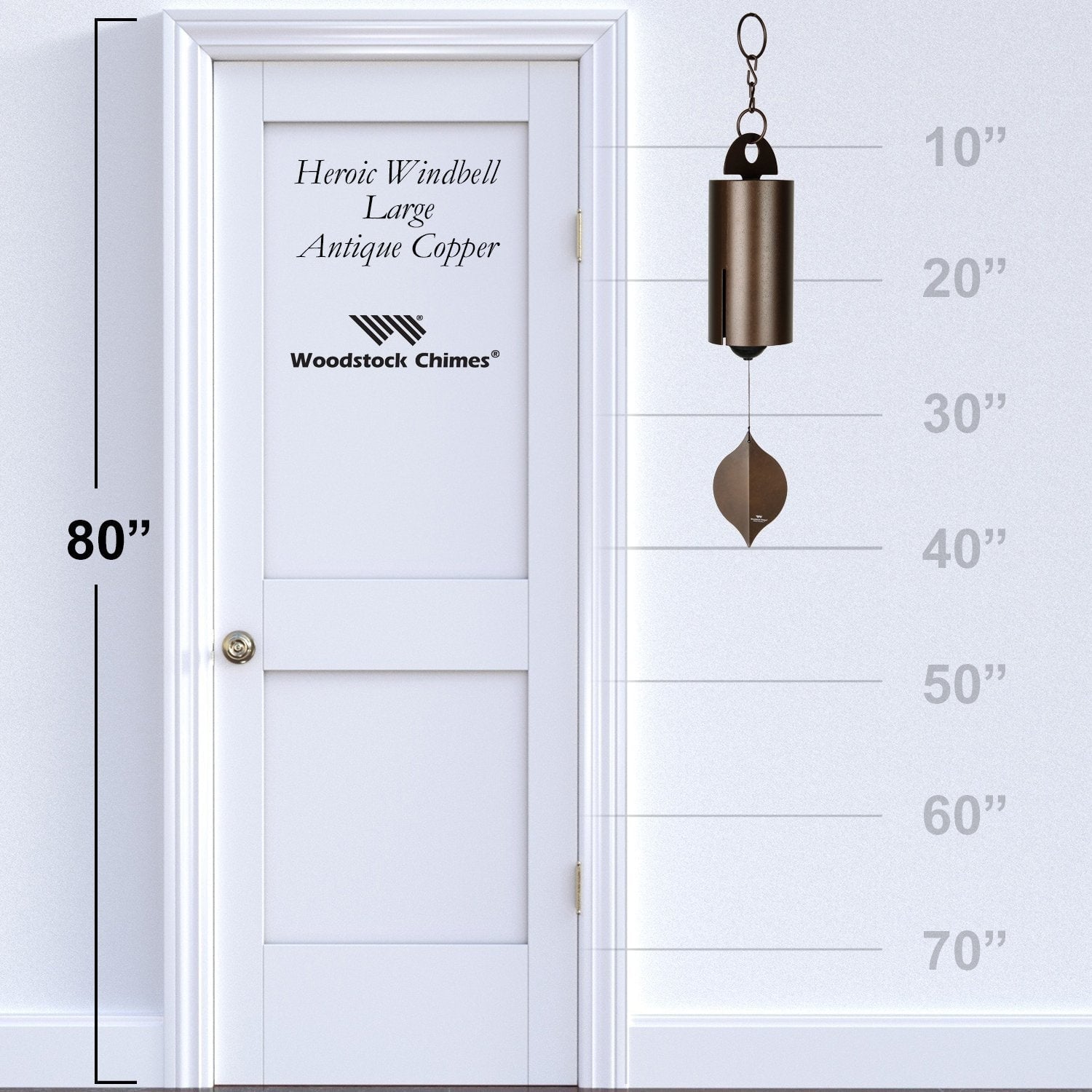Woodstock Wind Chimes Signature Collection, Heroic Windbell, Large, 40'' Antique Copper Wind Bell HWLC