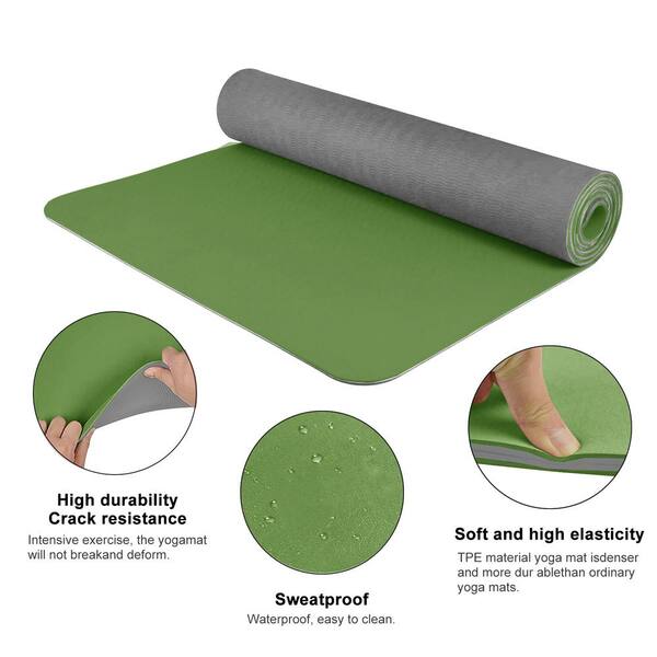Grass Green High Density TPE Yoga Mat 72 in. L x 24 in. W x 0.24 in. Pilates Exercise Mat Non Slip (12 sq. ft.)