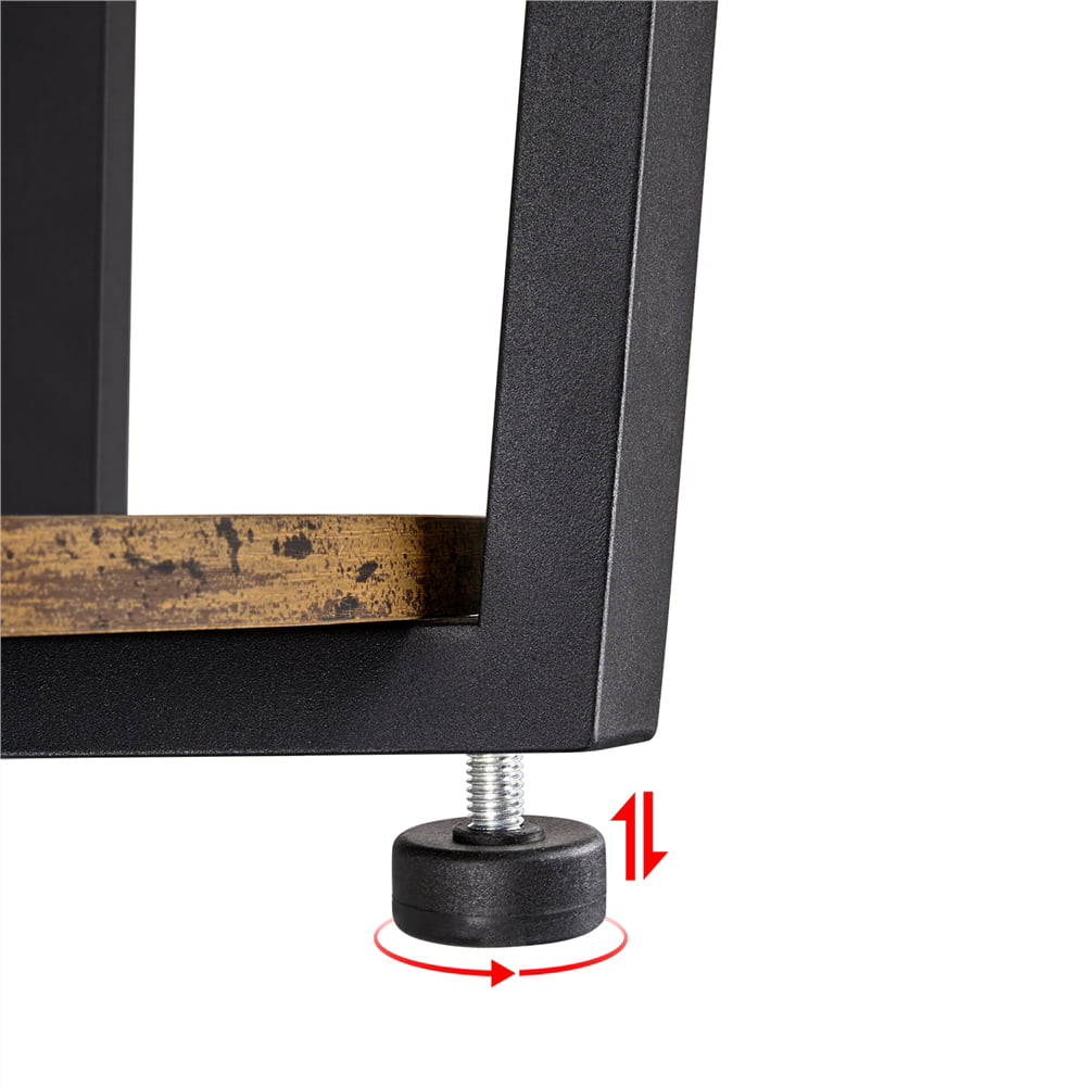 2Pcs Round Wooden Side End Tables, Rustic Brown