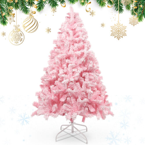 5/6/7ft Artificial Christmas Tree Snow White Flocked Hinged Bushy Tree