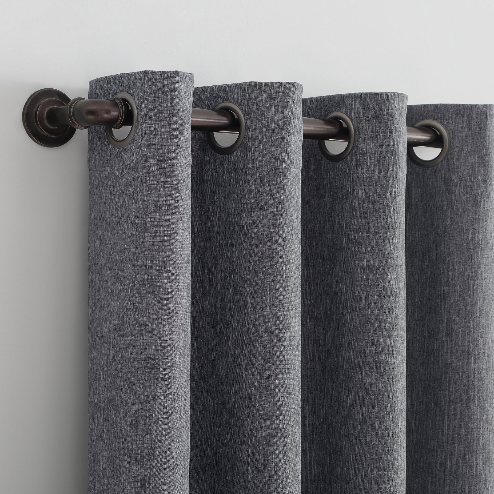 Sun Zero Tyrell Tonal Texture Draft Shield Fleece Insulated 100% Blackout Grommet Curtain Panel in Sterling Gray, Adult