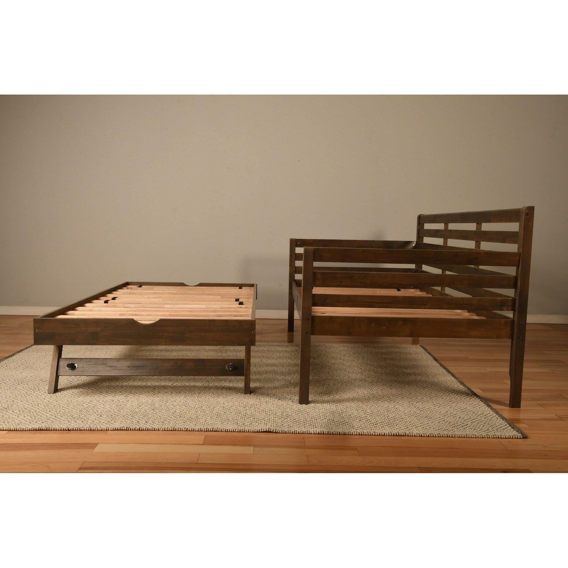Somette Boho Daybed with Additional Pop Up Bed Rustic Walnut