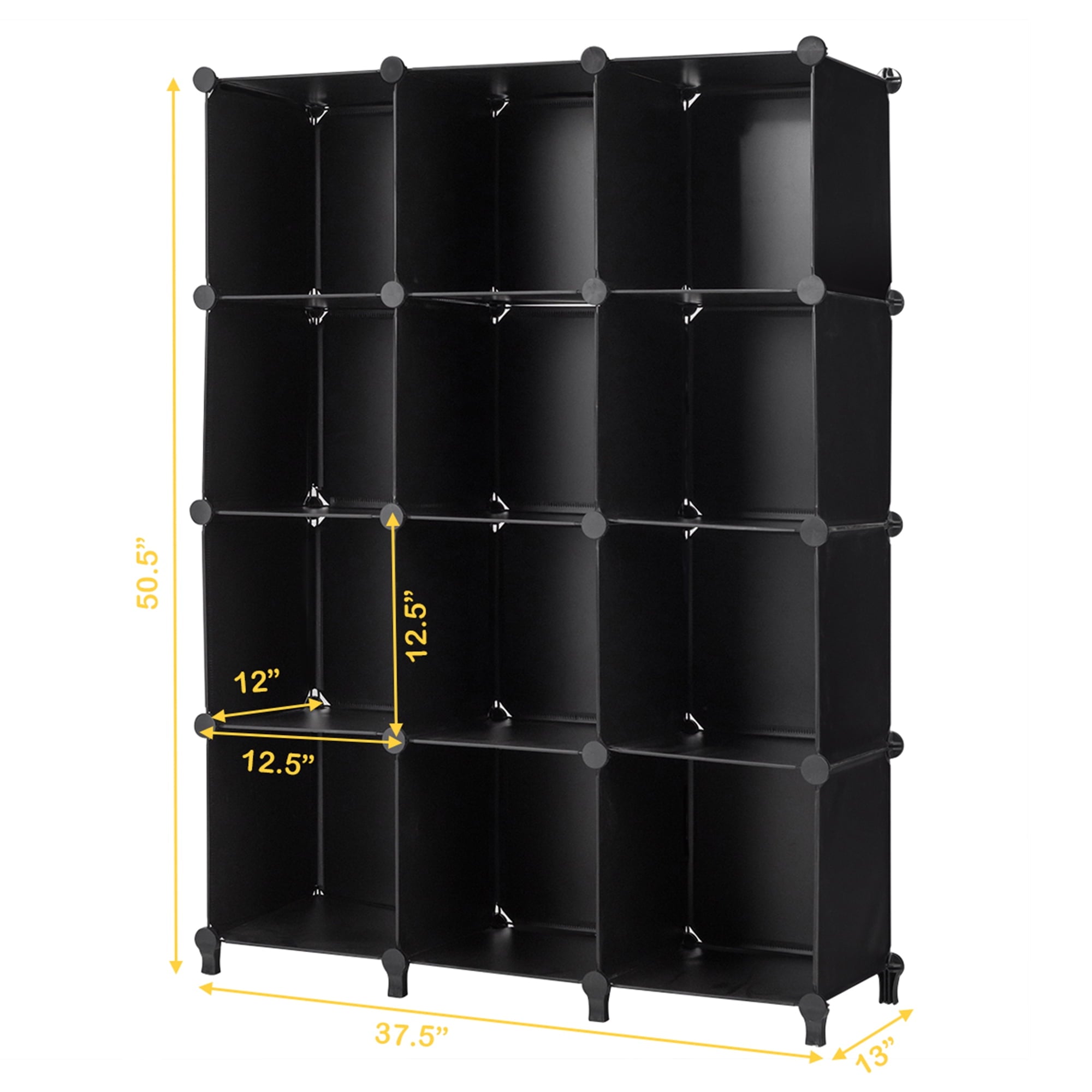 Gymax 12 Cube Storage Organizer Plastic Organizer Units w/ Steel Frame Black
