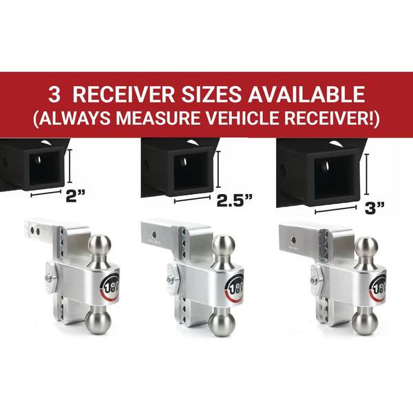 180 HITCH LTB8-2.5-KA 8 in. Drop Hitch, 2.5 in. Receiver 18,500 LBS GTW - Keyed Alike Key Lock and Hitch Pin