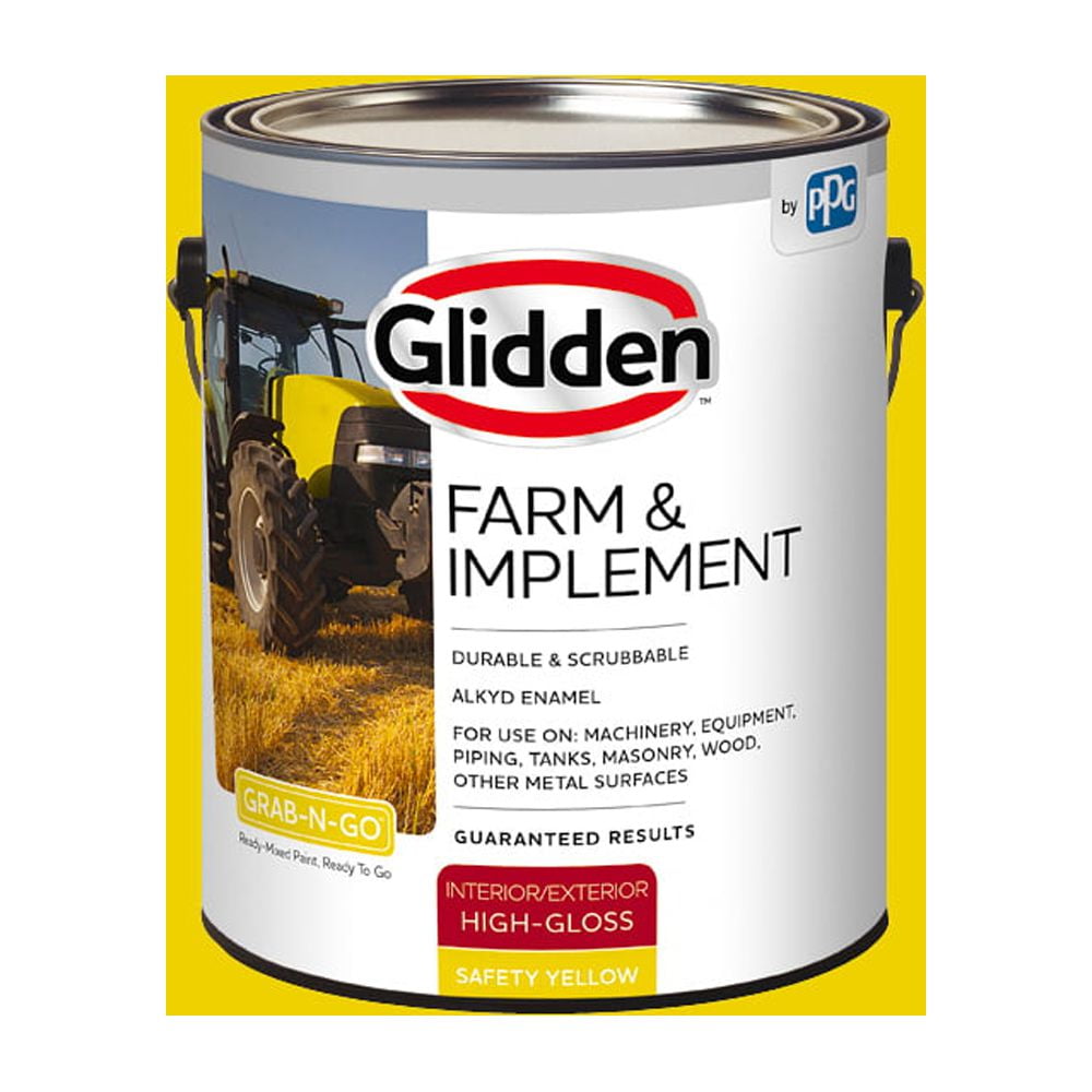 Glidden Farm & Implement Interior/Exterior Paint, Safety Yellow, High Gloss, 1 Quart
