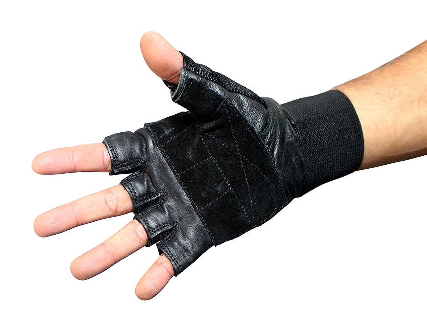Perrini Gusy's Black Leather Working Out/Weight Lifting Fingerless Gloves S-XXL