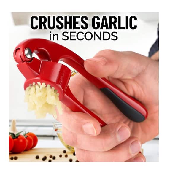8.4 oz. Garlic Mincer Tool with Sturdy Design Extracts More Garlic Paste, Soft and easy to Squeeze, Fire Red