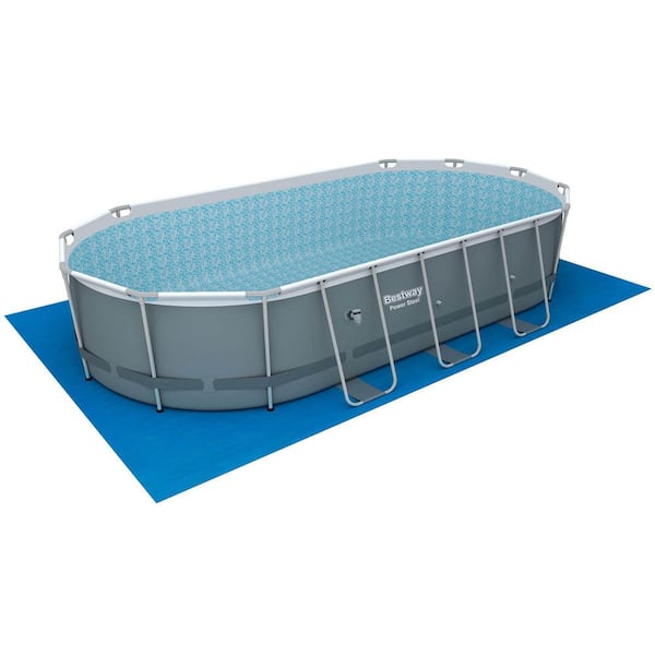 Power Steel 18 ft. x 9 ft. x 48 in. Oval Above Ground Swimming Pool Set
