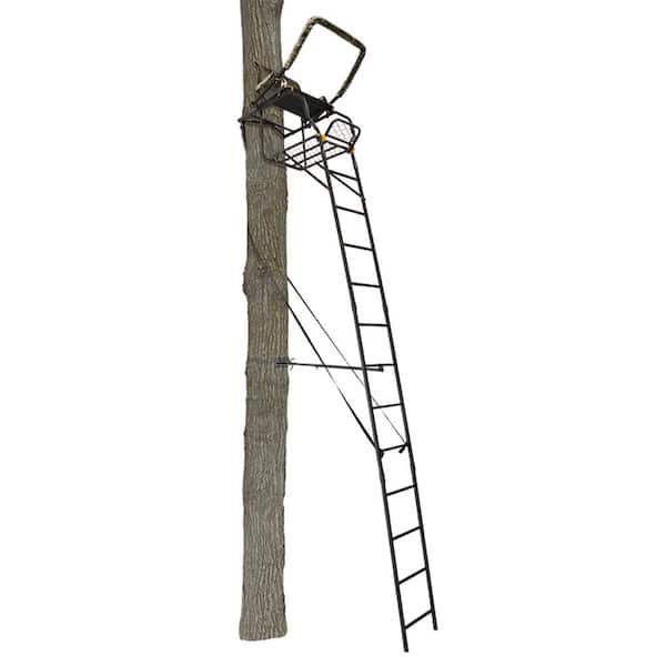 Huntsman Deluxe 17-Foot 1 Person Hunting Deer Ladder Tree Stand, Black