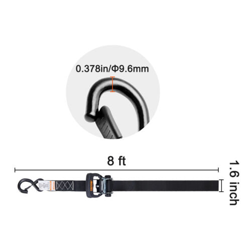 VEVOR 4 Pack Ratchet Tie Down Straps 5208 lbs 1.6" x 8' Heavy Duty for Cargo,