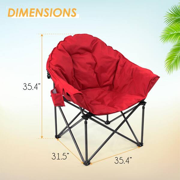 Folding Moon Camping Chair Heavy-Duty Saucer Chair With Carrying Bag Red Pedded Chair