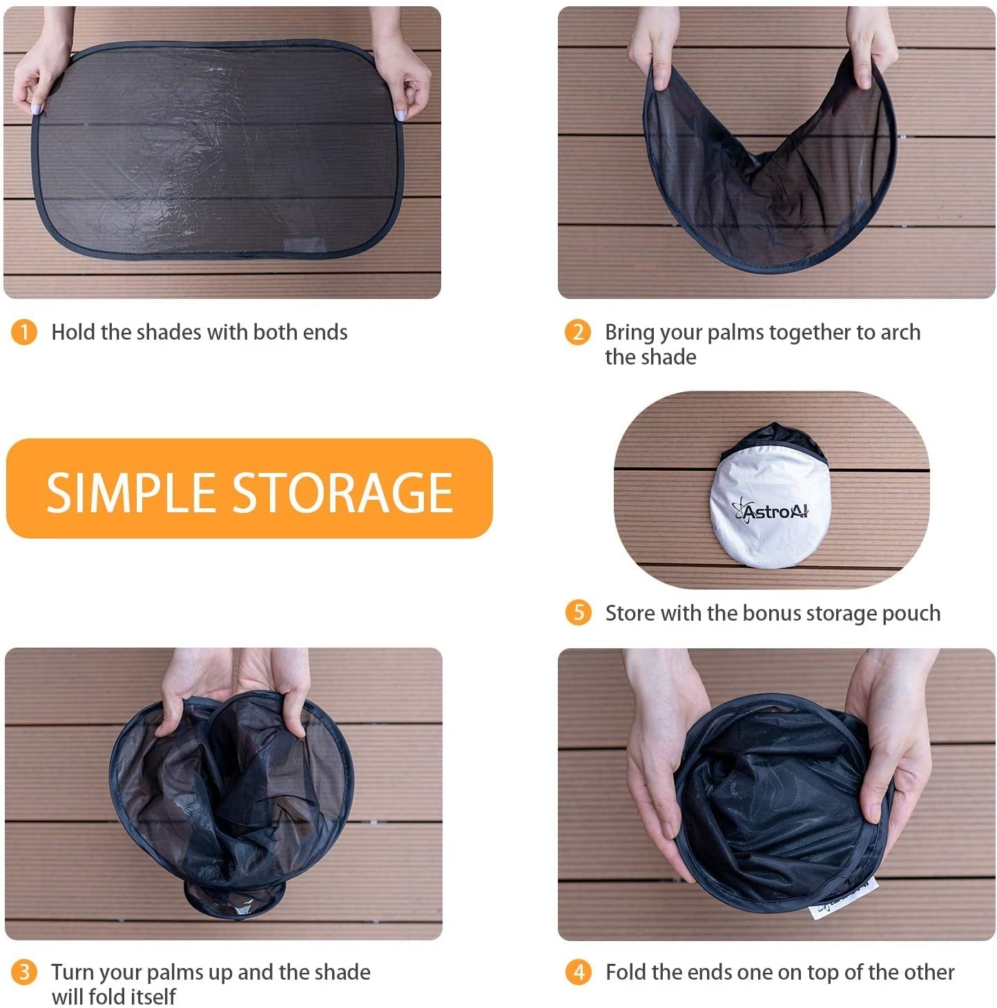 AstroAI Car Window Shade -2 Pack Semi Transparent & 2 Pack Transparent- 20