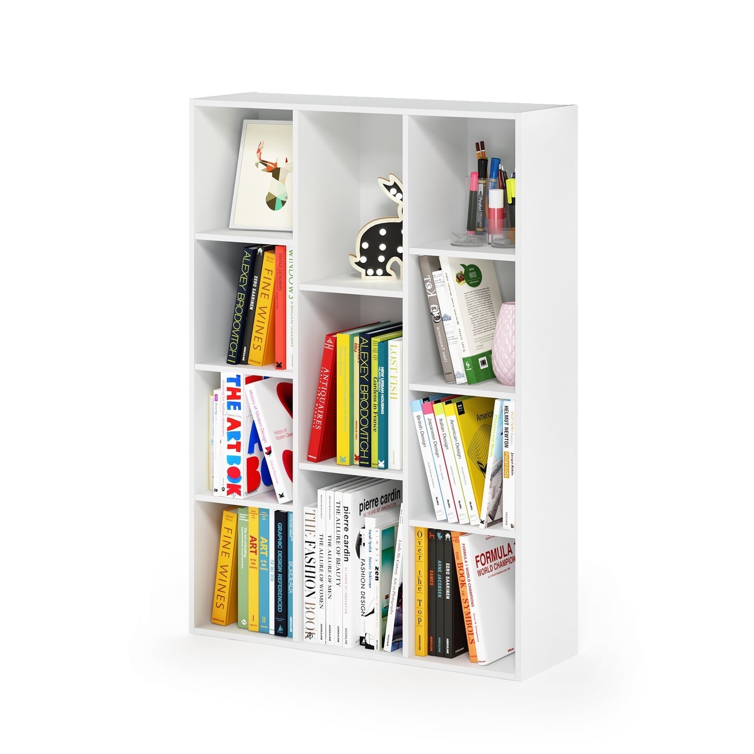 Furinno Luder 11-Cube Reversible Open Shelf Bookcase, White